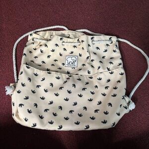 Ivory Ella elephant print drawstring backpack bag